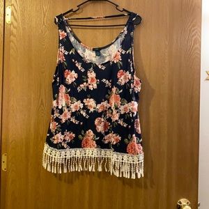 Floral Top with Fringe detail